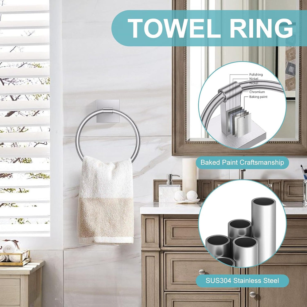 10 Pieces Brushed Nickel Towel Bar Set, Double Dase Toilet Paper Holder Bathr...