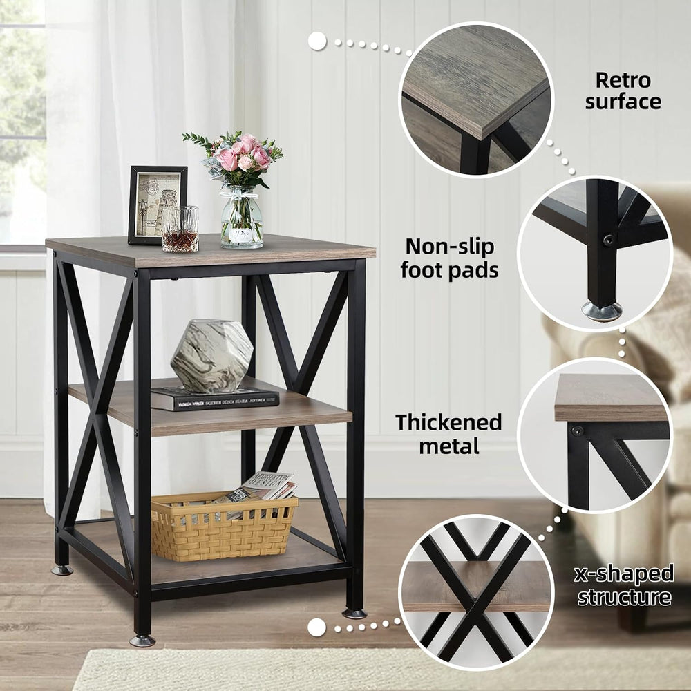 End Tables Living Room Set of 2, 16" D x 16" W x 24" H, Indoor...