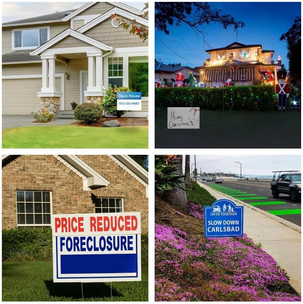 Newflager 20 Pack 17 x 12 Inches White Corrugated Plastic Yard Sign with Meta...