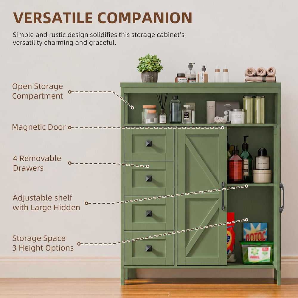 Befrases Farmhouse Storage Cabinet with 2 Doors and 4 Drawers, Green