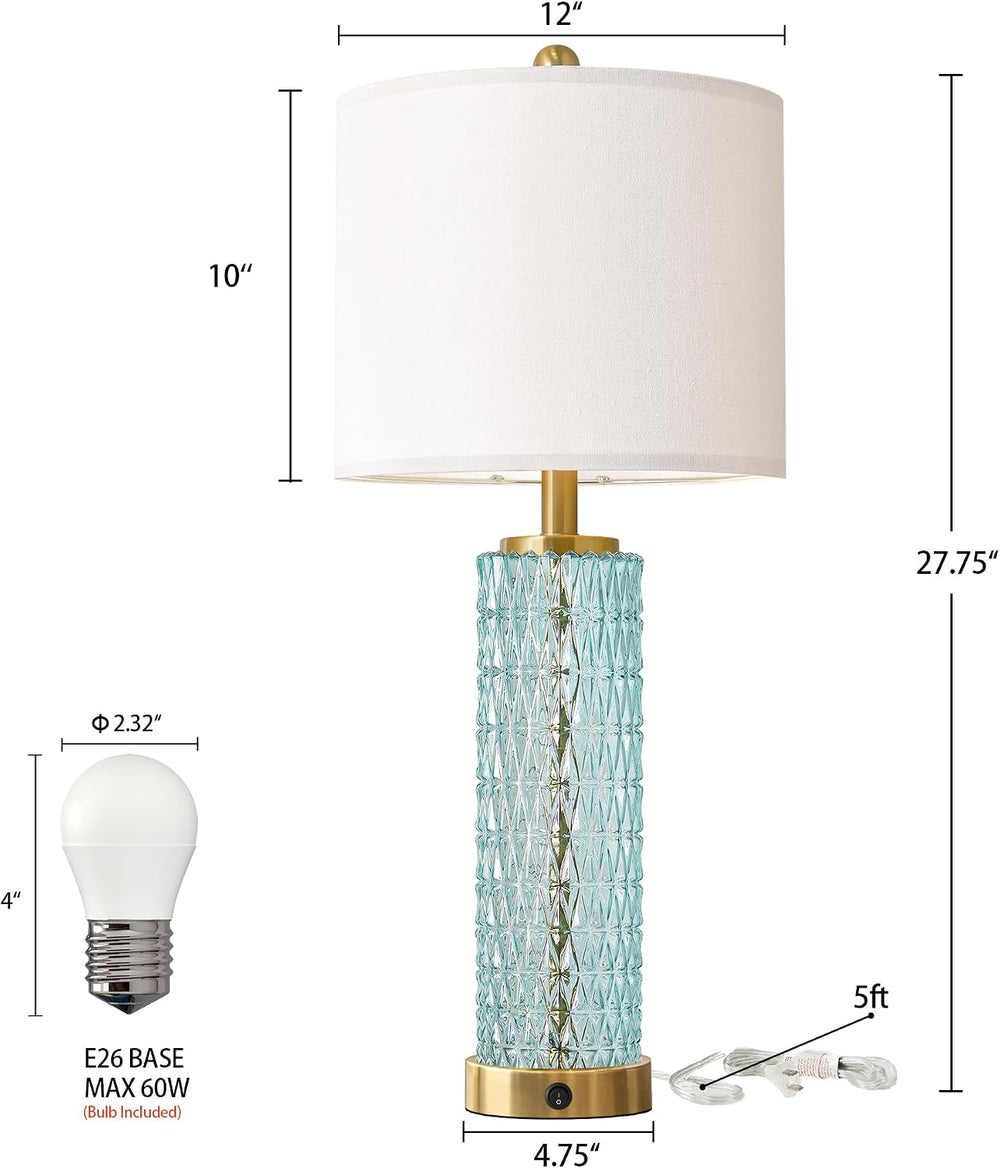Oneach 27.75" Coastal Blue Table Lamps Set of 2 with Nightlight for Bedside