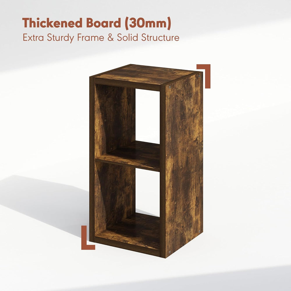 Furinno Cubicle Record Player Stand, 2-Cube Record Storage, Amber Pine