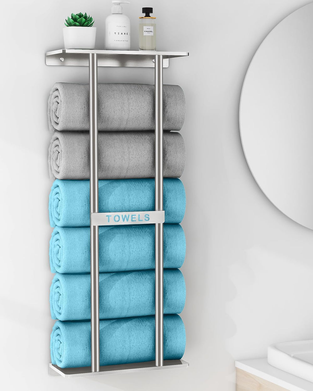 STWWO Bathroom Towel Storage for Bathroom, Wall Towel Rack for Rolled Towels,...