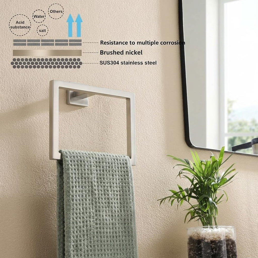 5-Piece Bathroom Hardware Set, 23.6 in Towel Bar, Brushed Nickel