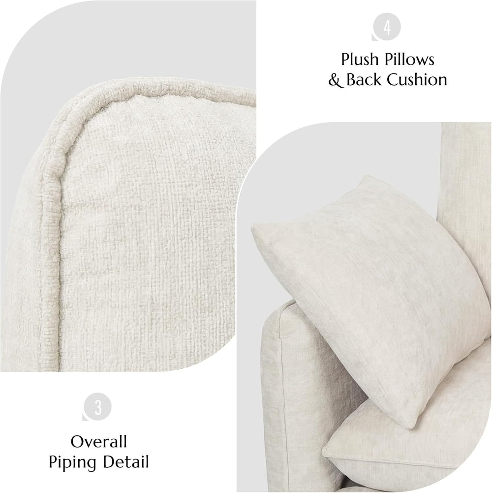 Oversized Accent Chair with Pillows for Living Room, 42.1", Beige, Chenille