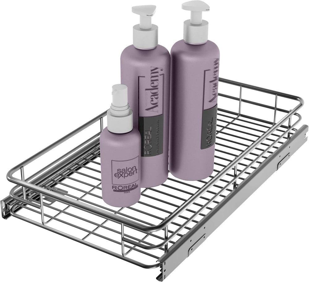 JOWBOOW Pull Out Shelves For Kitchen Cabinets 11" W x 21" D, Chrome