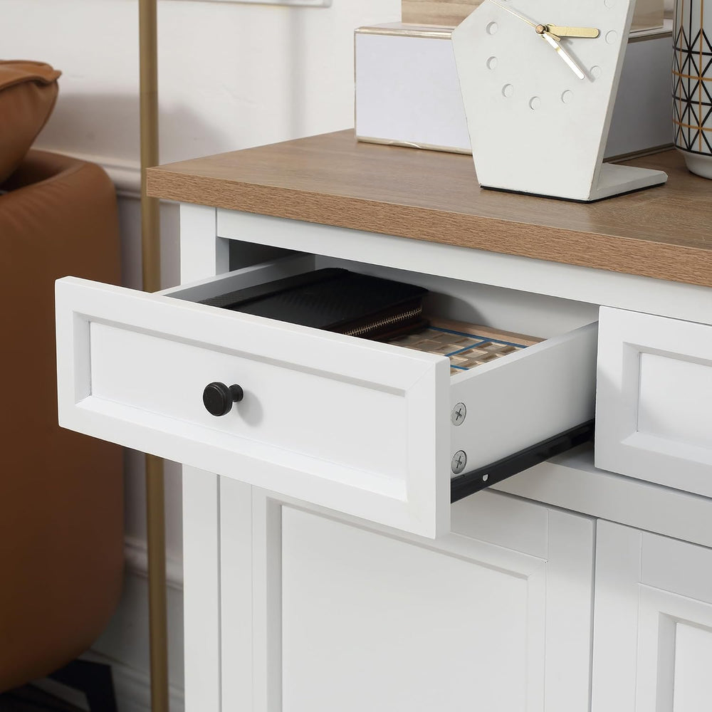 HOMCOM Sideboard Buffet Cabinet, Coffee Bar Cabinet with 2 Drawers, White