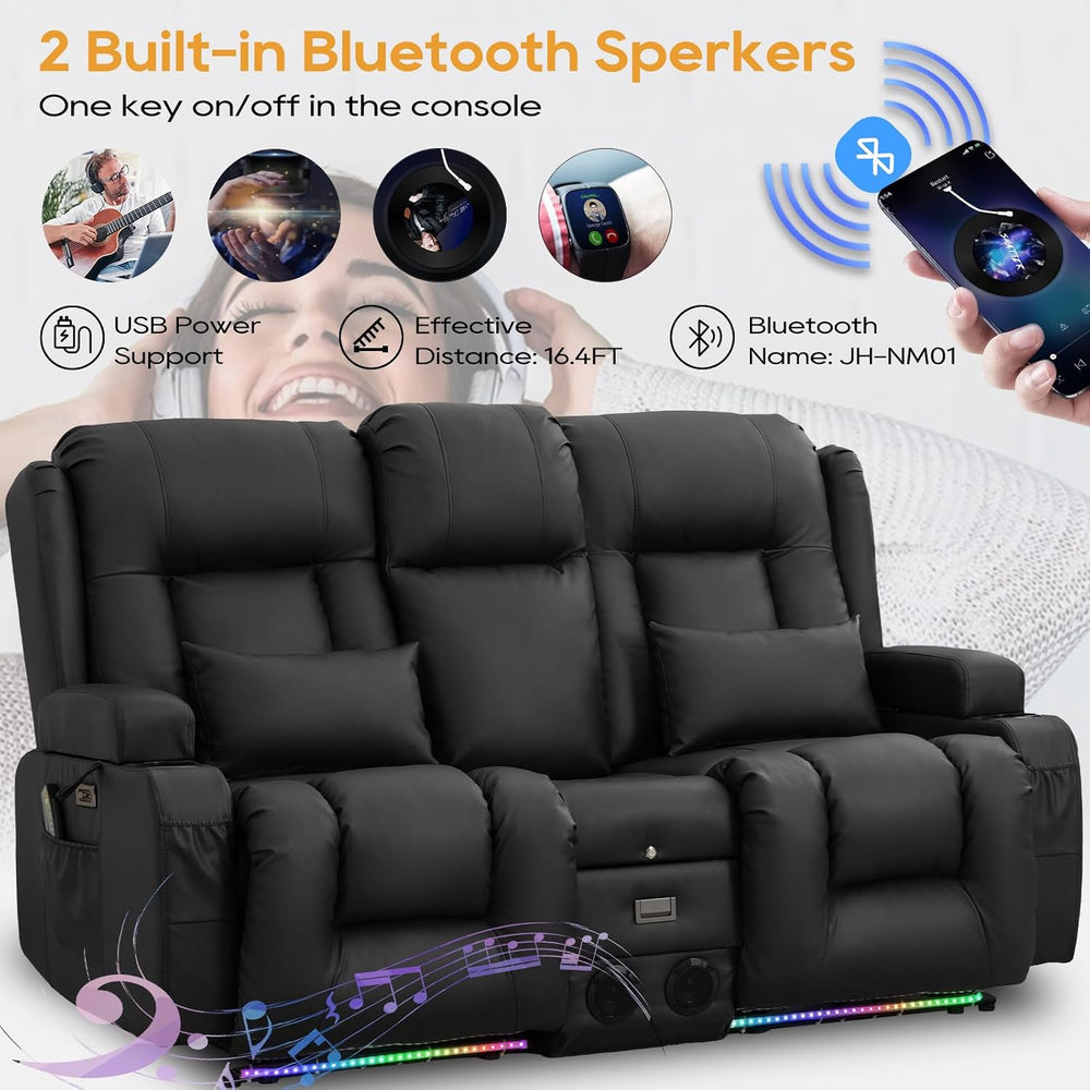 IPKIG 3-Piece Power Recliner Sofa Set with Massage and Heat, Faux Leather