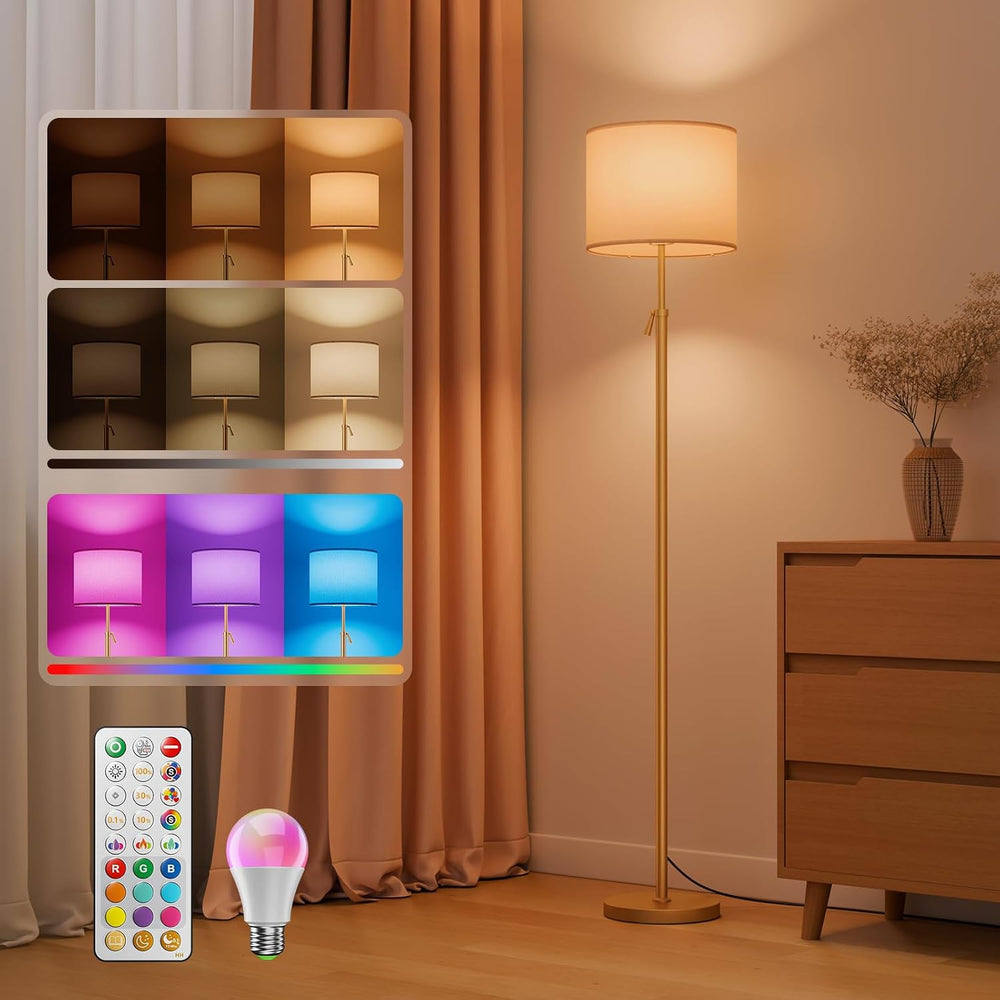 Height Adjustable Floor Lamp, RGB Color Changing LED, 60"-69"