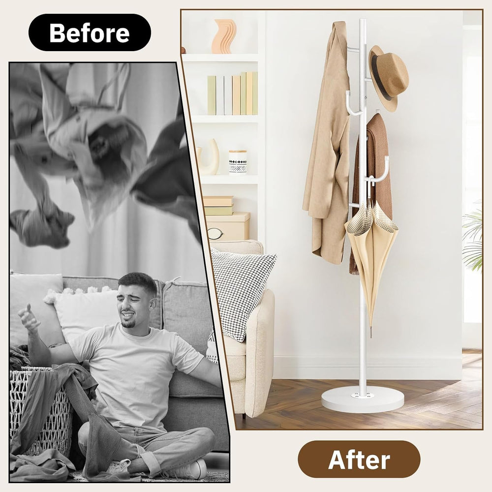MISSLO Heavy Duty Coat Rack Freestanding 4 Adjustable Size Coat Tree with Sta...