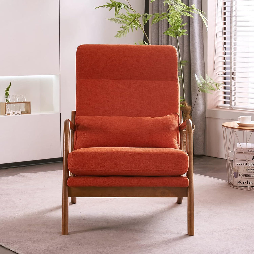 Karl home Accent Chair High Back Mid-Century Modern, Burnt Orange