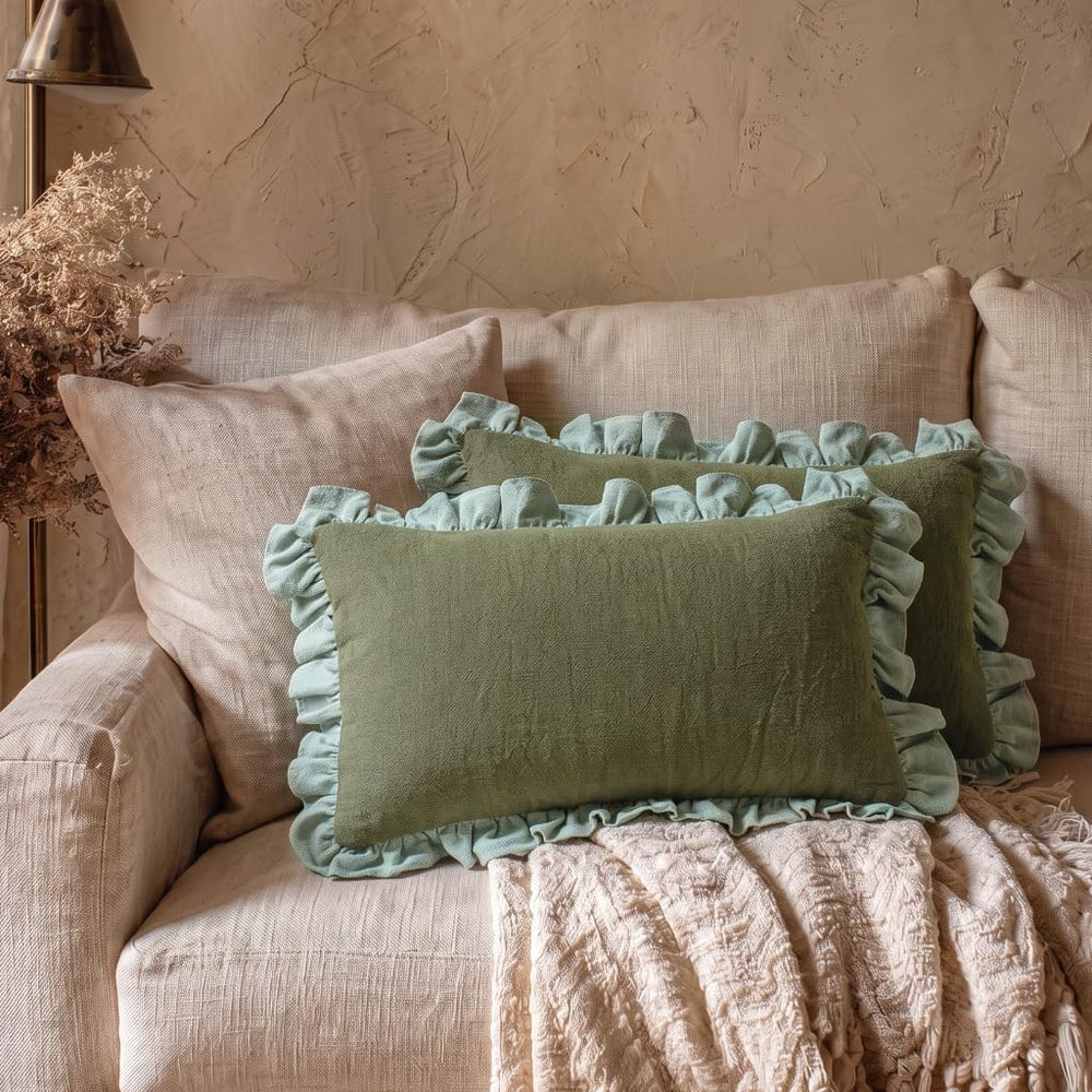 patdrea Designer Vintage Green Throw Pillow Covers,Set of 2,12"x20"