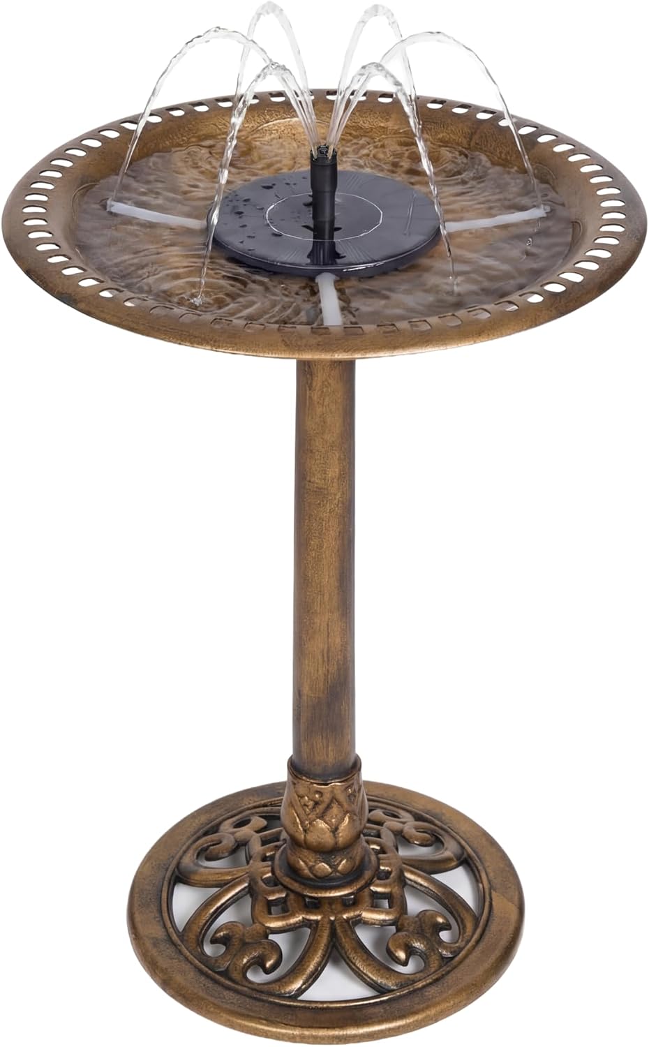 Backyard Expressions Bronze Bird Bath for Outside, Solar Bird Bath Fountain