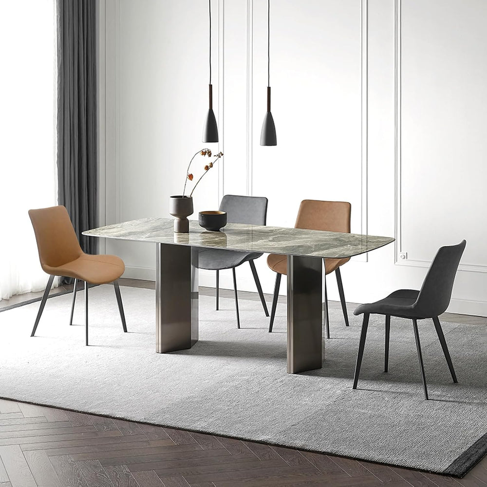 Dining Chairs, Modern PU Leather Dining Room Chair with Sturdy Metal Legs, Up...