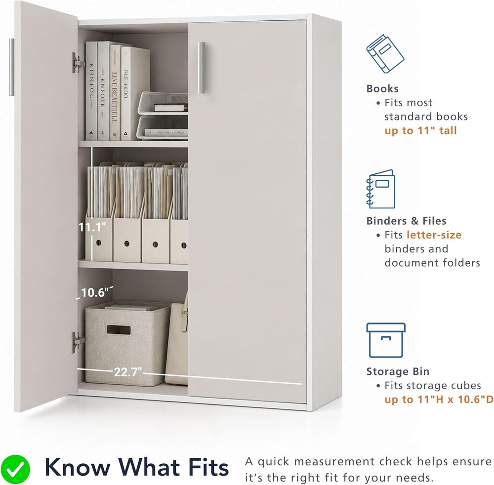 Homes: Inside + Out Apexa 3-Tier Stackable Wood Bookcase with Doors, Cube Sto...