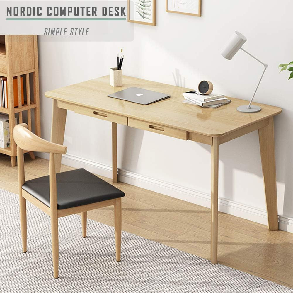 IOTXY Solid Wood Writing Desk - Home Office Laptop Computer Table, Oak