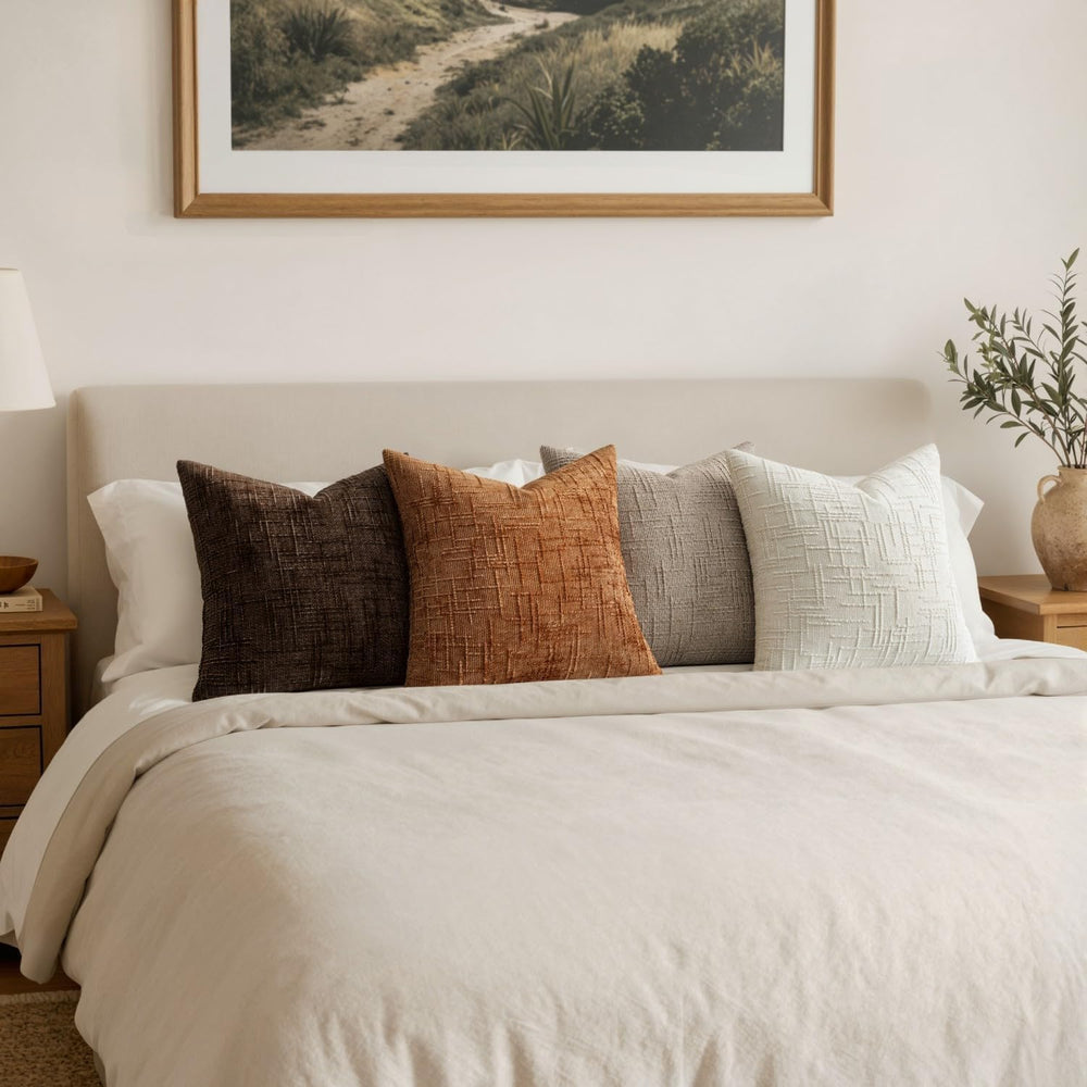 MIULEE Texture Chenille Decorative Throw Pillow Covers Brown 18x18