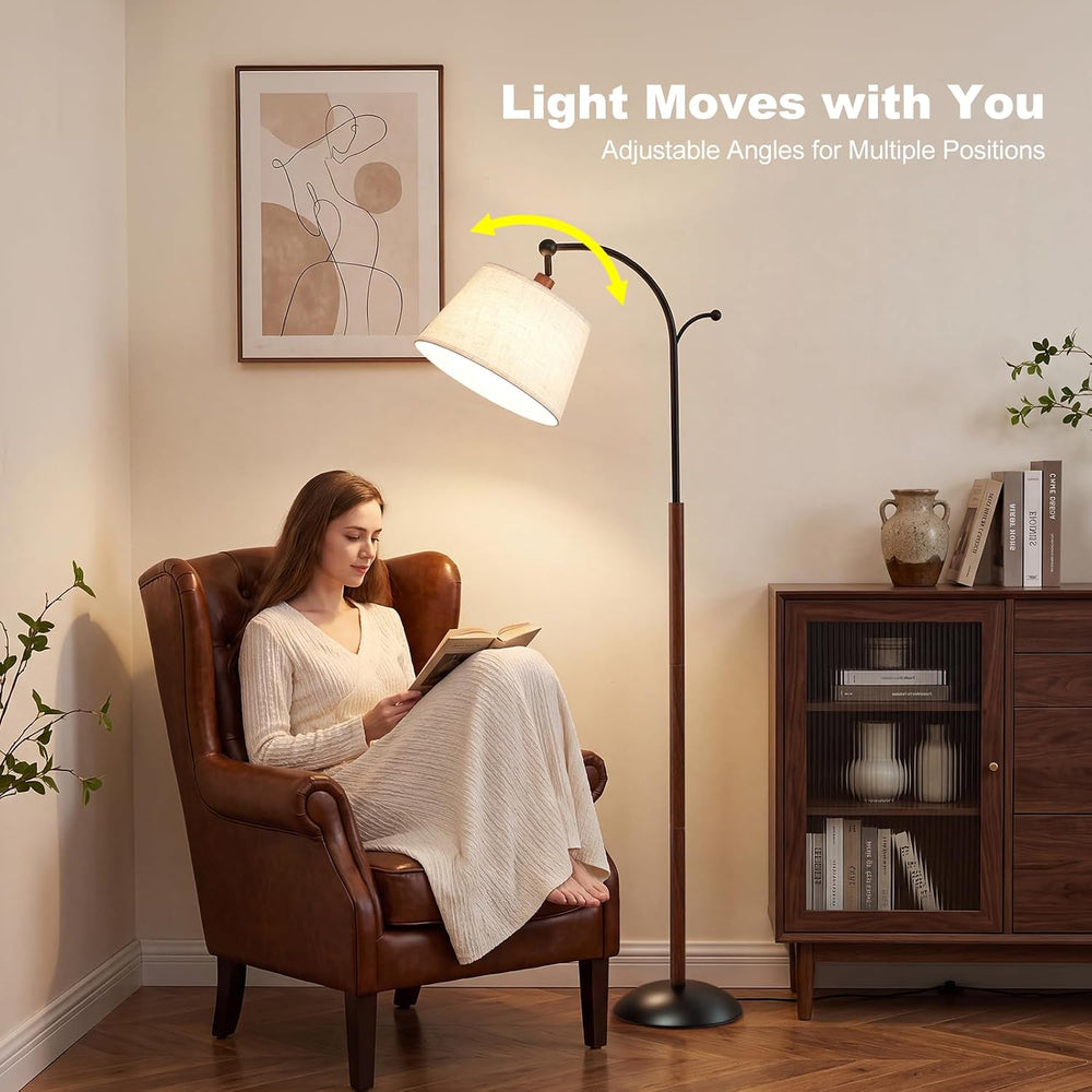 Floor Lamp, 9W 850lm Smart LED Arch Floor Lamp - Wood Grain Base