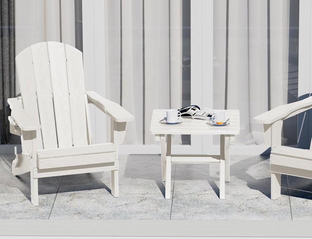 SERWALL Small Folding Outdoor Side Table Set of 4, White