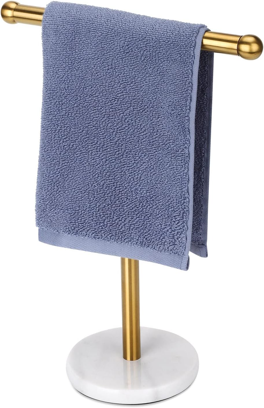 Gold Hand Towel Holder Stand with Heavy Marble Base, T-Shape Towel Rack, Free...