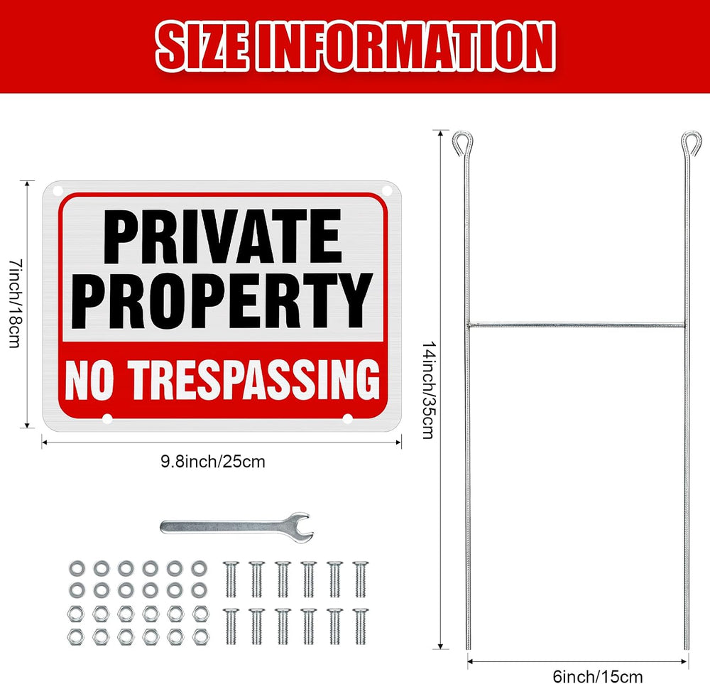 Zonon 6 Pack Metal No Trespassing Sign 12 x 8 Inch Private Property Word with...