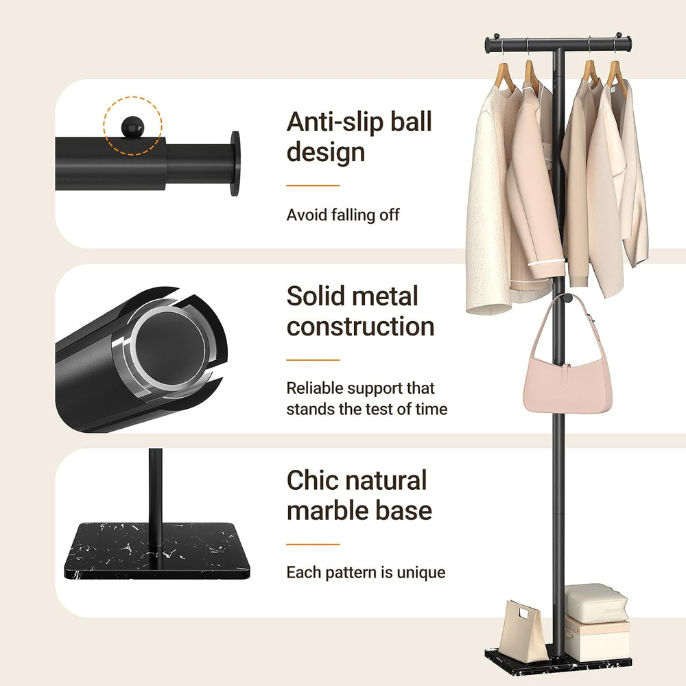 Width Adjustable T-shaped Coat Rack Freestanding, Modern Coat Rack, Black
