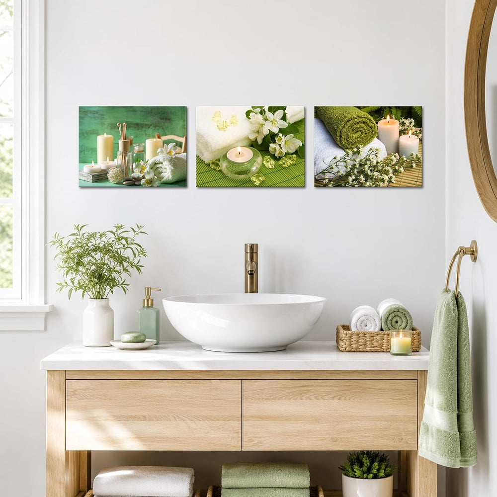 Nachic Wall Spa Zen Wall Art Green Bathroom Decor SPA Picture