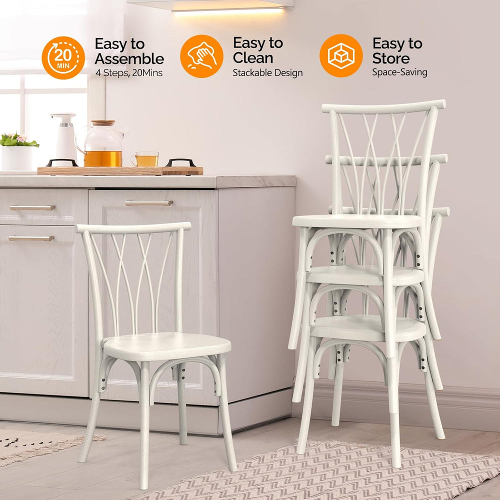 VINGLI Plastic Outdoor Dining Chairs Set of 2, Stackable Patio Dining Chairs ...