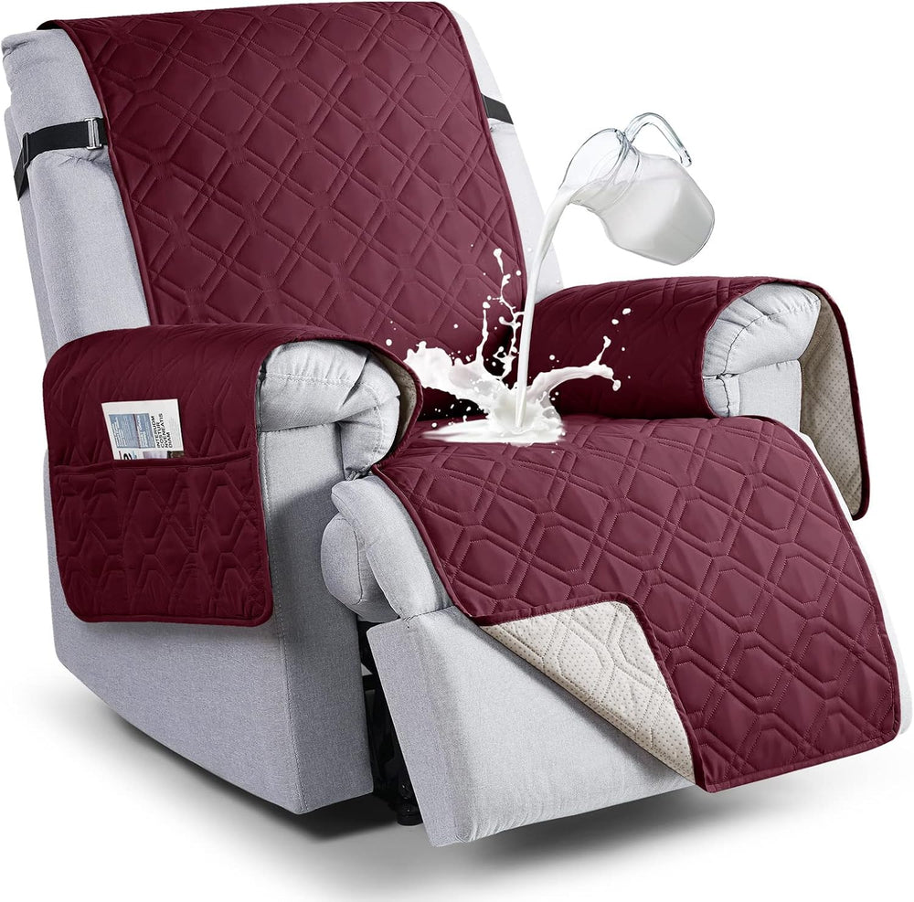 VANSOFY 100% Waterproof Recliner Chair Covers Washable, Burgundy, 30"