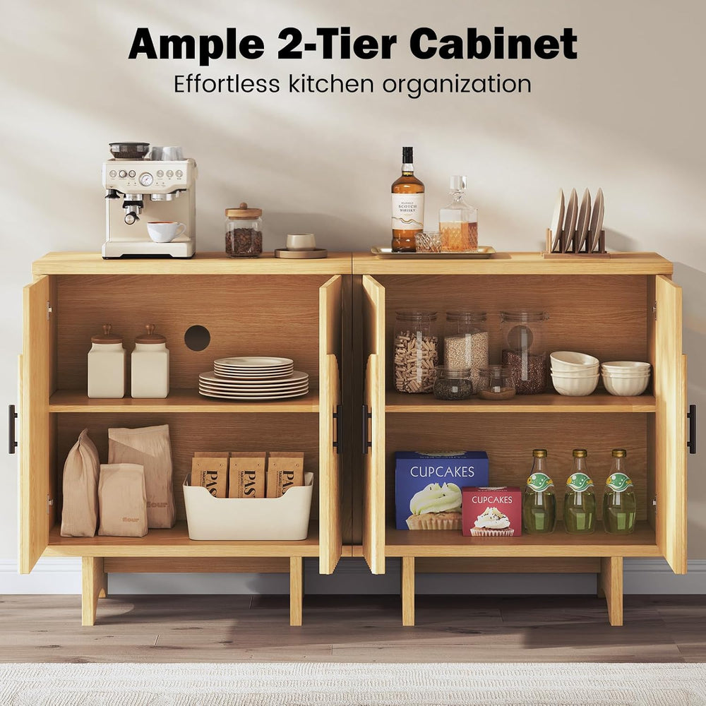 Welzona Fluted Arched Sideboard Buffet Cabinet with Storage Natural