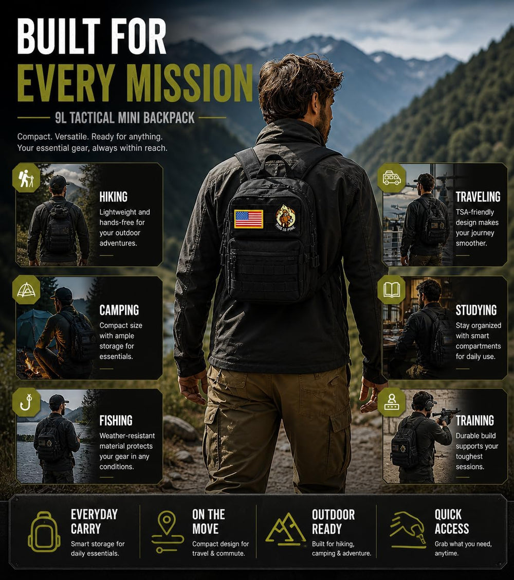 9L Mini Tactical Backpack Small Military Gym Bag for Men Women Molle Daypack ...
