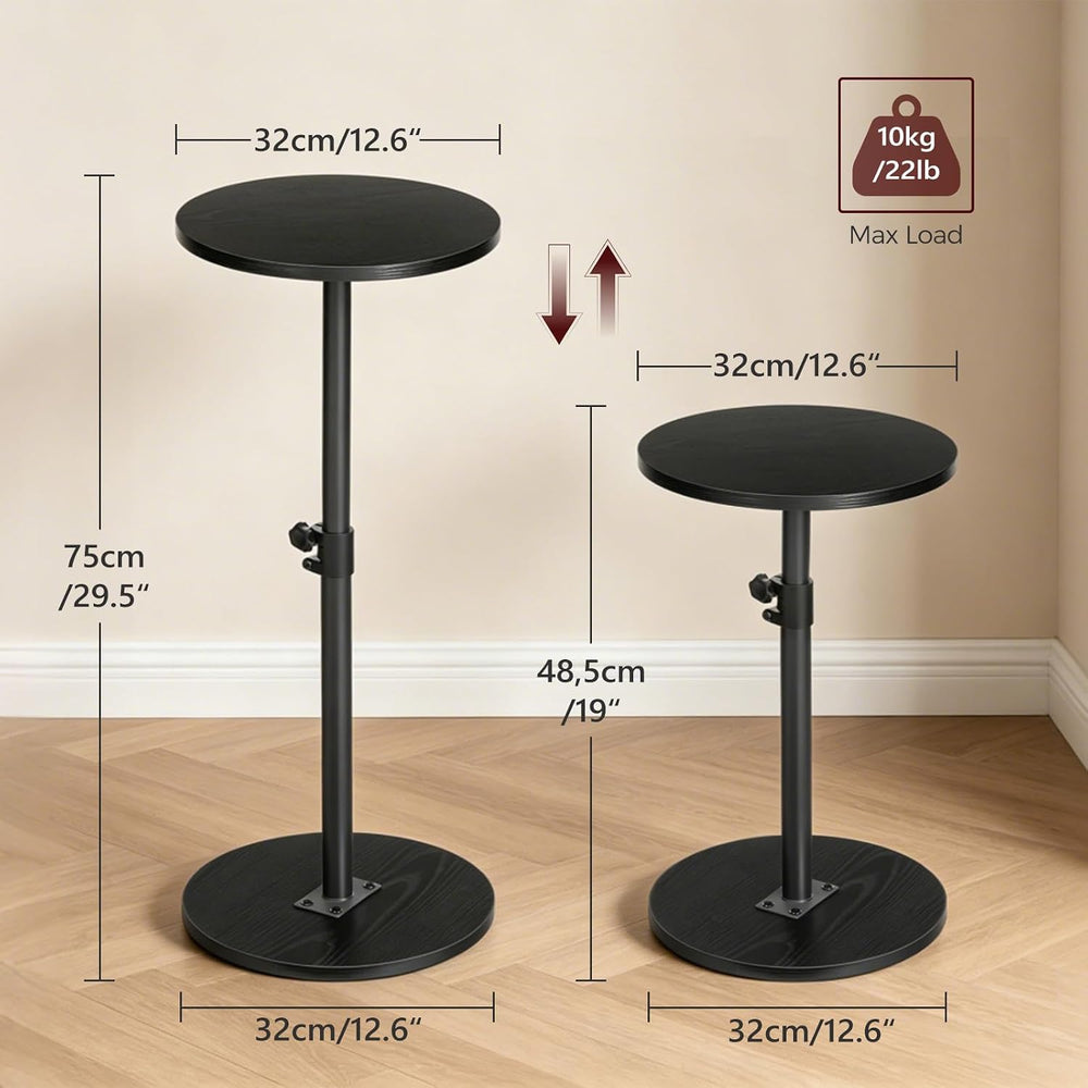 MAHANCRIS Small Round Side Table, Adjustable Height Cocktail Drink Table