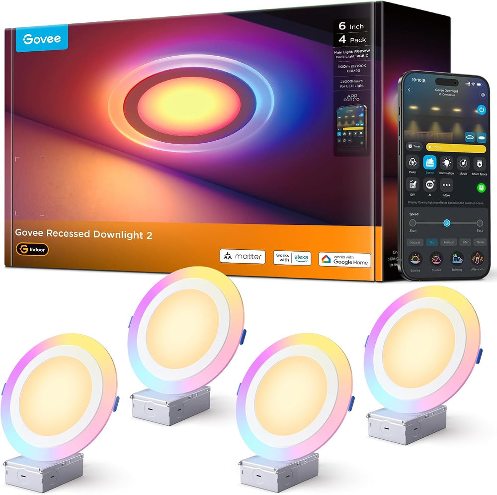 Govee Smart Recessed Lighting 6 Inch, LED Recessed Light 1100LM, 4 Pack