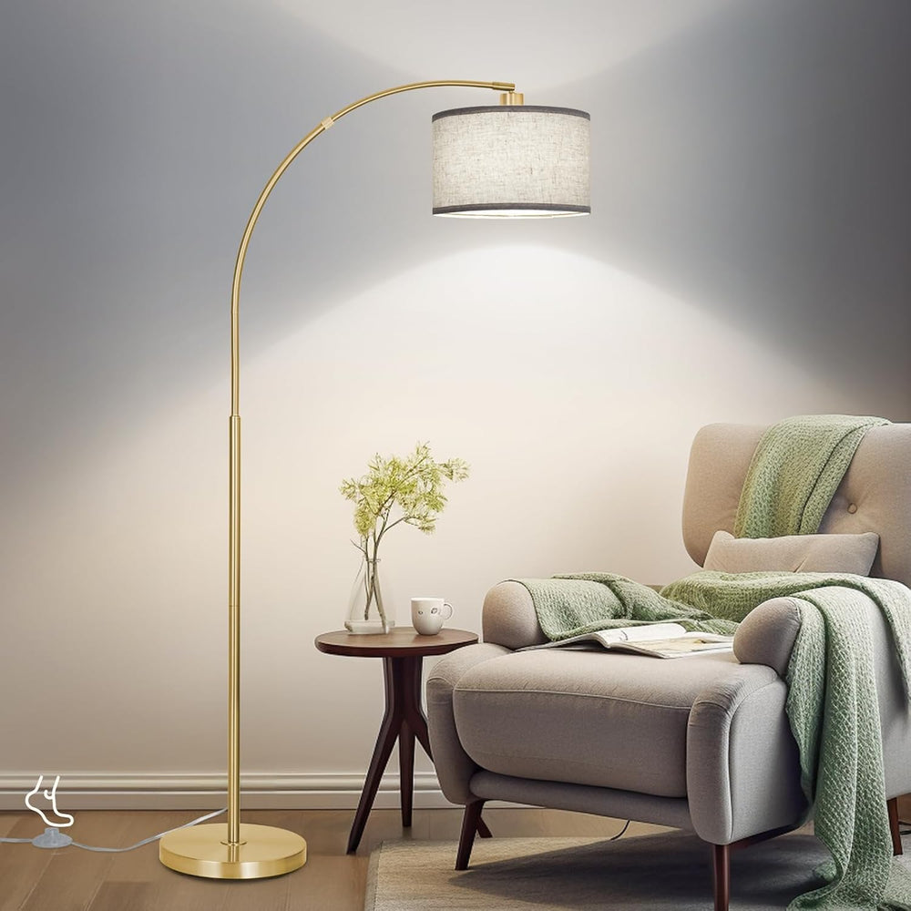 DWTB Gold Arc Floor Lamp for Living Room, Floor Lamp with Adjustable Drum Lam...