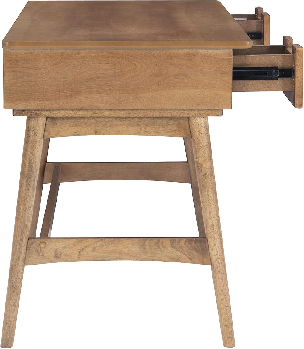 Dutton Natural Wood and Rattan Desk by Linon