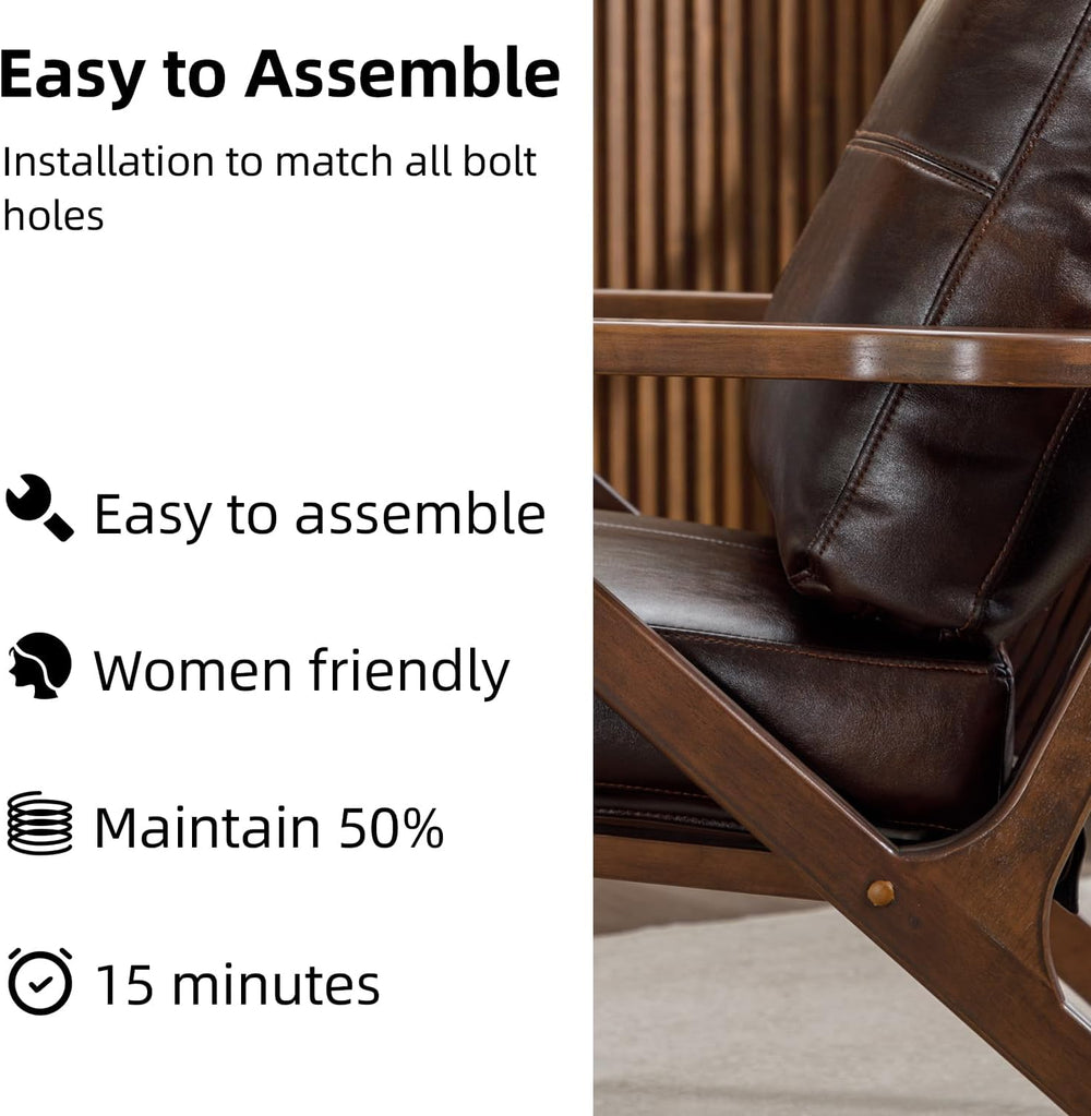 INZOY Mid-Century Modern Accent Chair with Wood Frame, PU Leather Living Room...