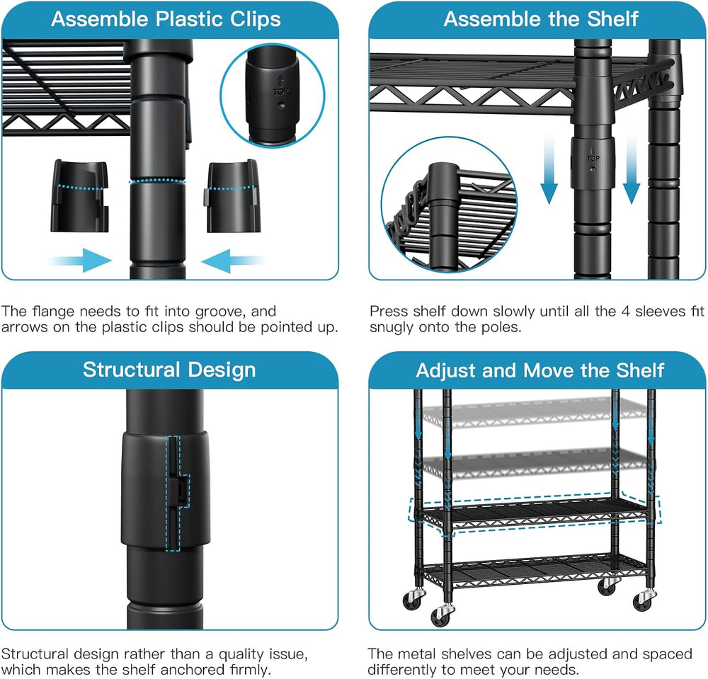 FUTASSI P3 Rolling Clothes Rack, Clothing Racks for Hanging Clothes, Black