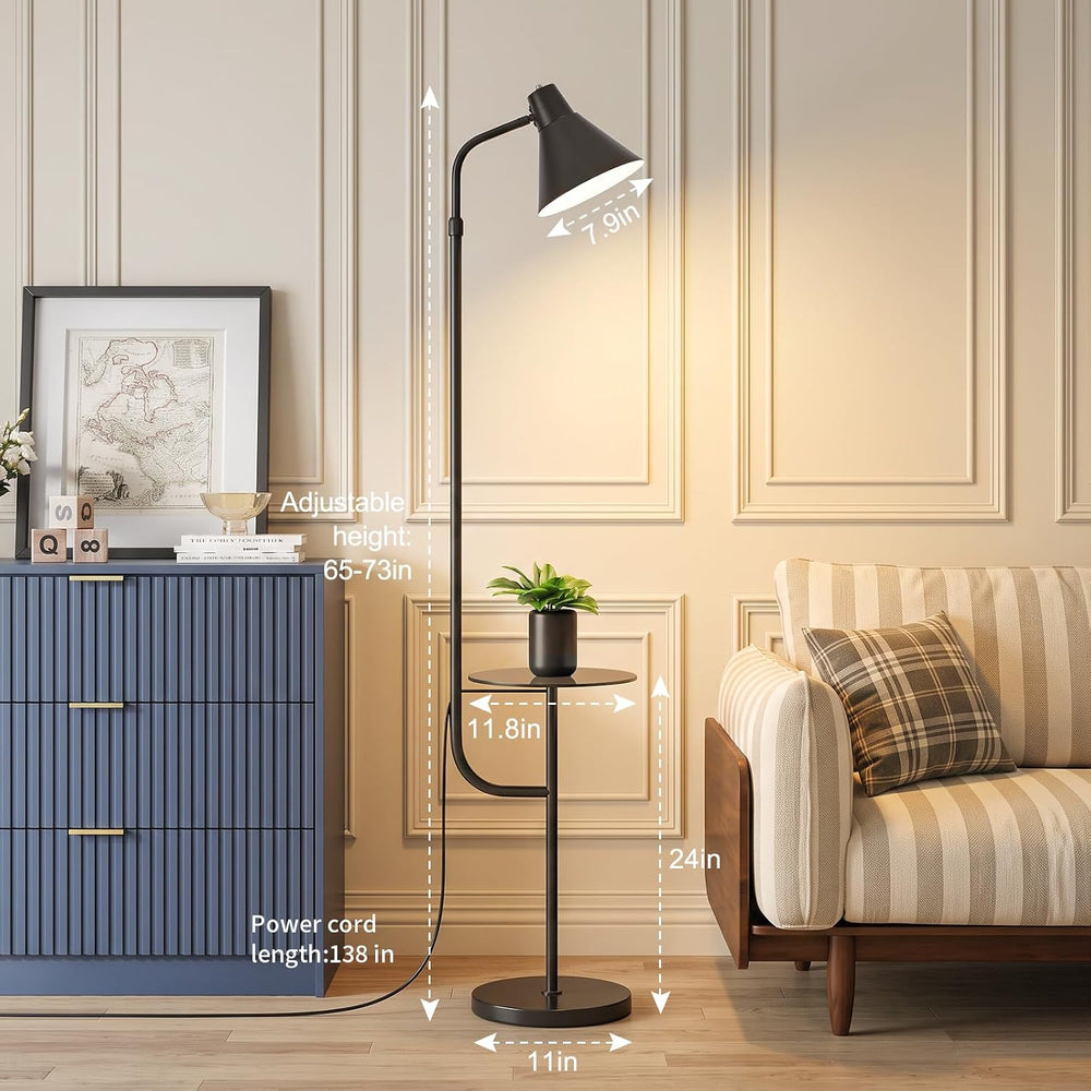 Black Floor Lamp with Shelf, Dimmable LED Reading Standing Lamp
