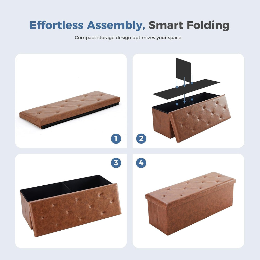 DUMOS 43 Inch Folding Storage Ottoman, Large Ottoman with Storage for Home