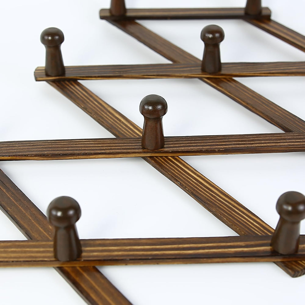 AMAPON Accordion Wall Hanger Expandable Coat Hat Rack 13Peg (Walnut) 2 Pack