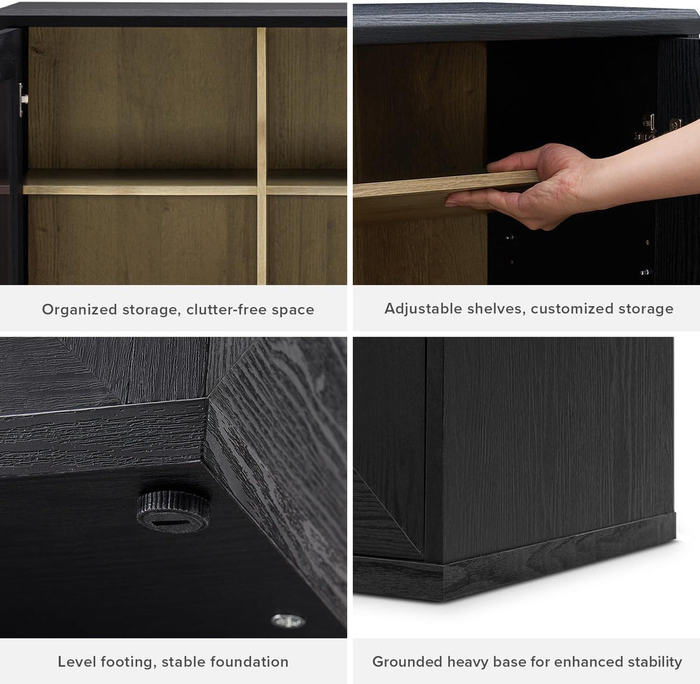 mopio Blake Storage Cabinet, Pantry, Sideboard (Black Oak, Single, Arched)
