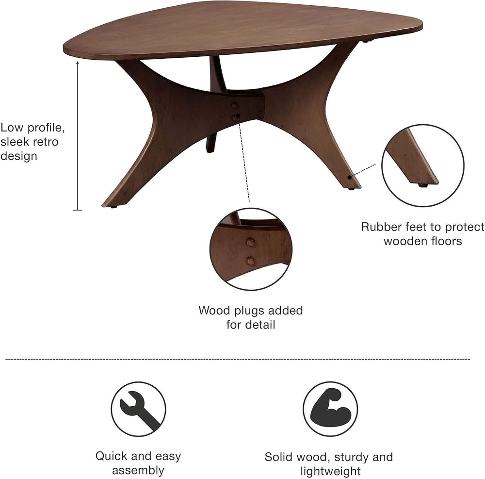 INK+IVY Blaze Triangle Wood Coffee Table Plywood with Wood Veneer Legs, Mid-C...