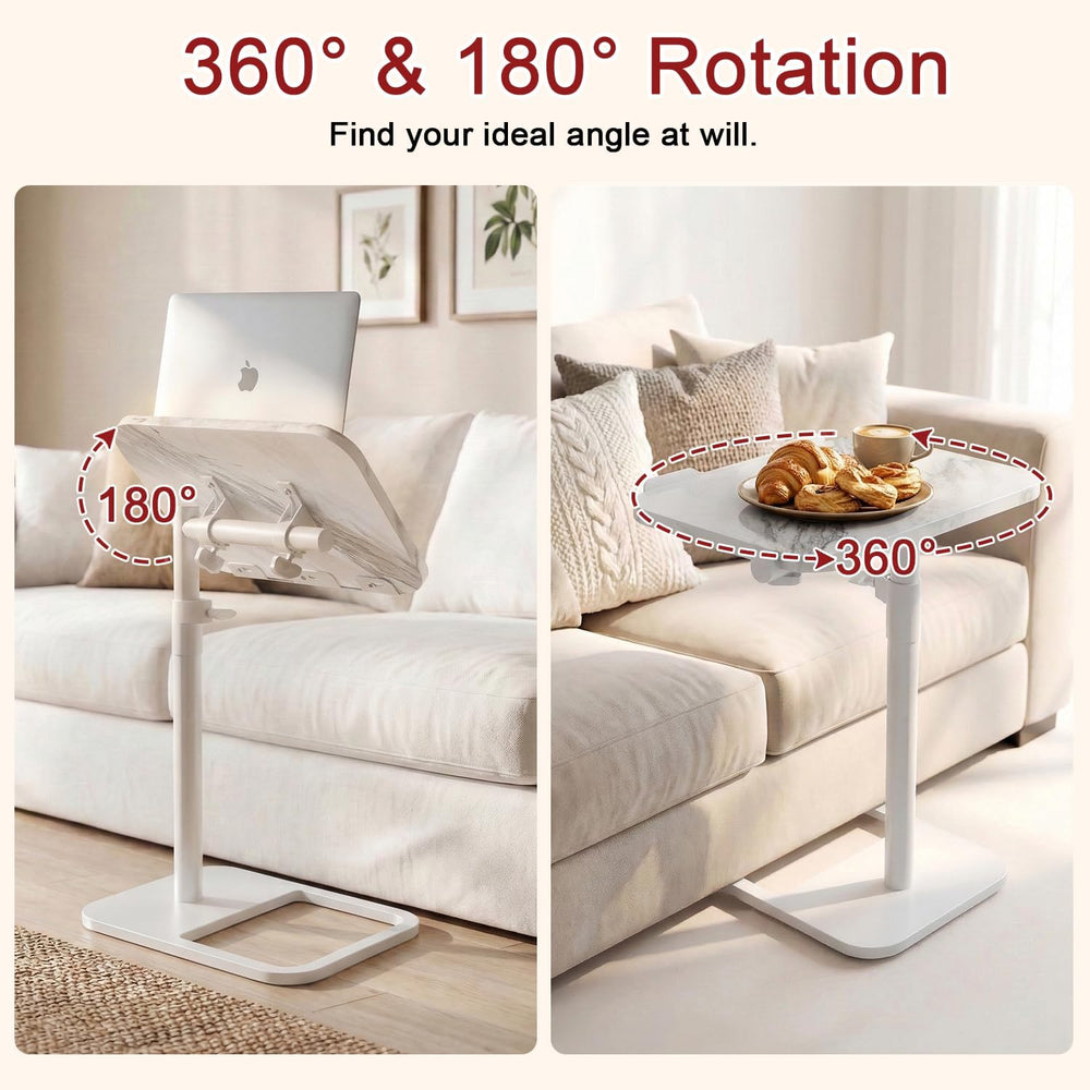 GOYLSER Adjustable Height Sofa C Table, 360° Swivel/180° Flip-Over Panel Side...