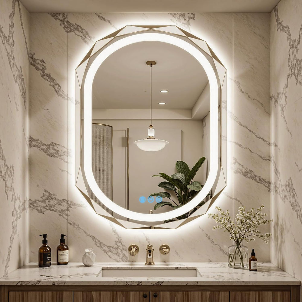 30"x40" Oval LED Bathroom Vanity Mirror, Backlit Anti-Fog Frameless