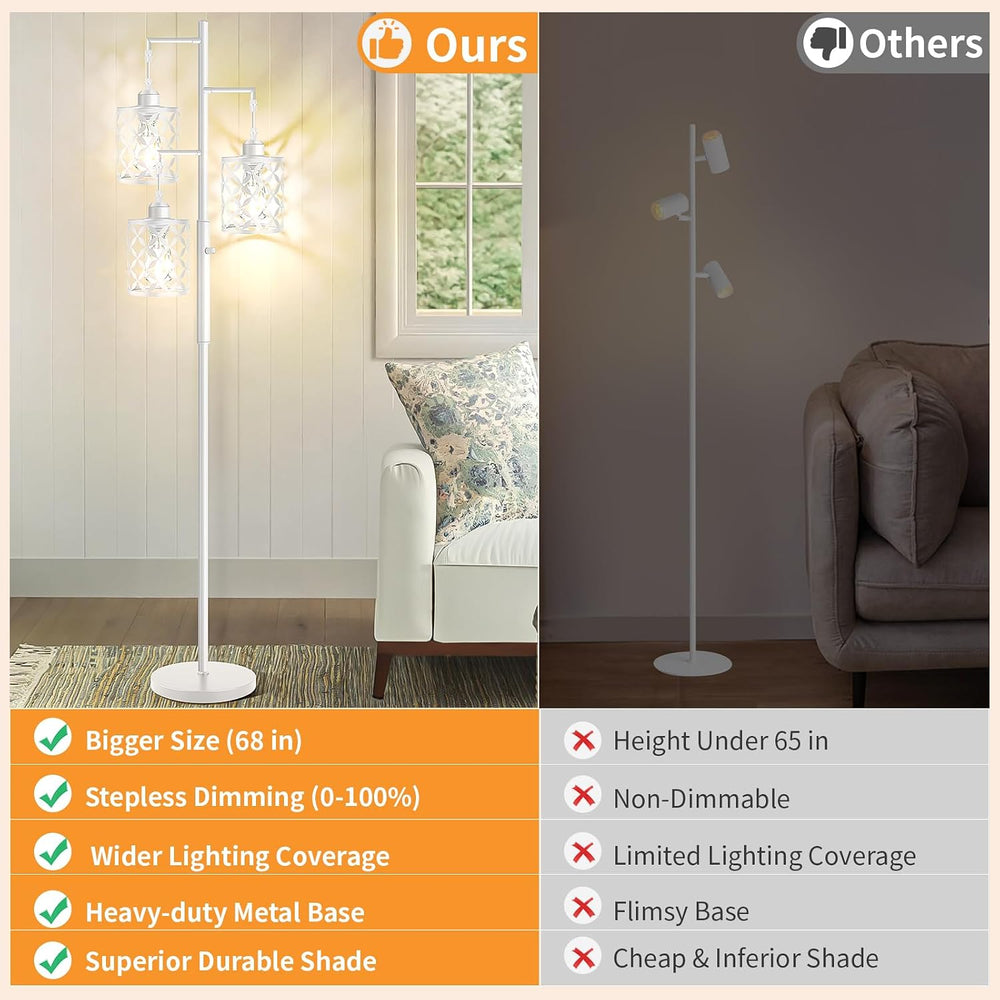 68" Modern Tree Floor Lamp, Dimmable Minimalist Tall Standing Lamp with ...