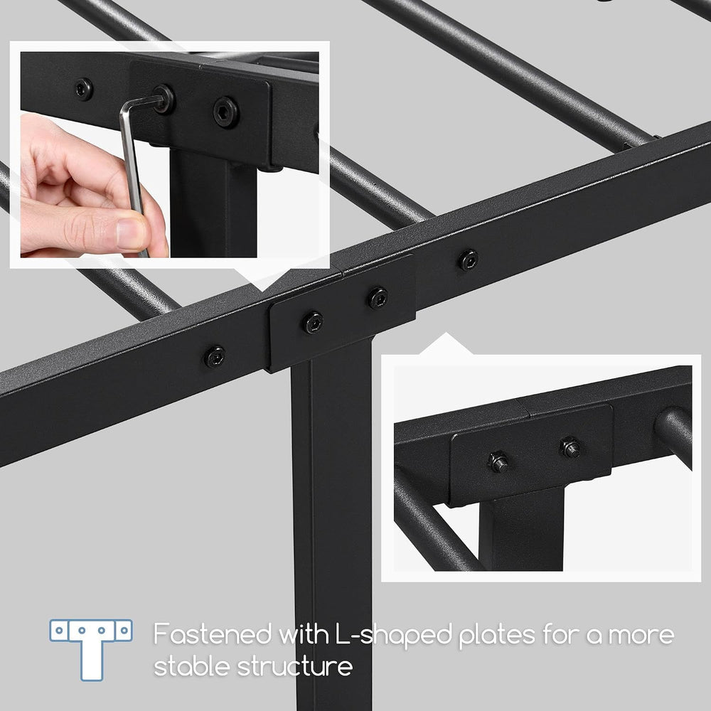 Yaheetech Twin Metal Bed Frame with Scroll Headboard and Footboard Black