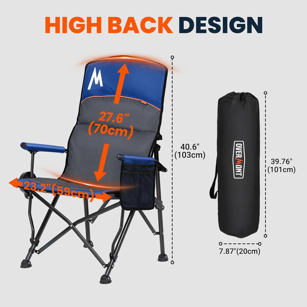Overmont Camping Chair with Lumbar Support, 450LBS Oversized with High Back