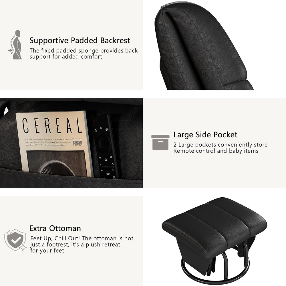 AODAILIHB 360° Swivel Glider Recliner with Ottoman