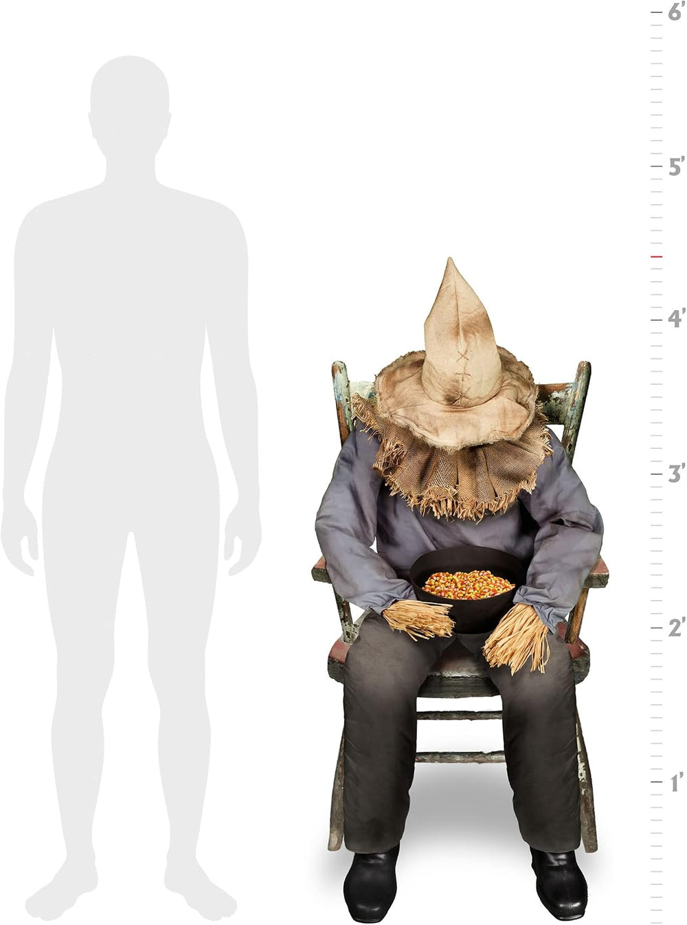 Spirit Halloween 4 Ft 7 In Sitting Scarecrow Animatronic, Multicolor