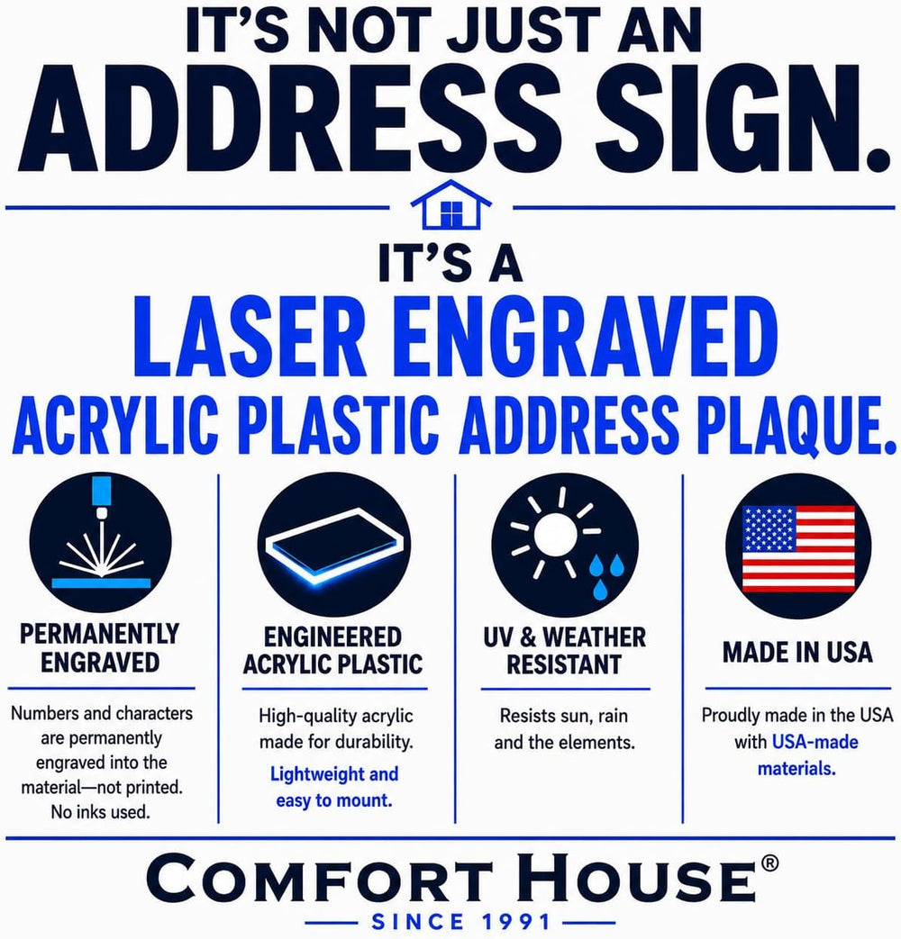 Comfort House Address Plaque Personalized. Display Your House Number. Made in...